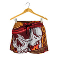 Flaming Firefighter Skull Print Women's Shorts