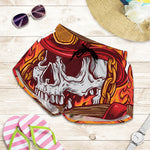 Flaming Firefighter Skull Print Women's Shorts