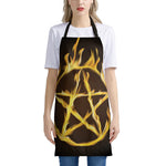 Flaming Pentagram Symbol Print Apron