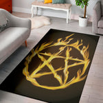 Flaming Pentagram Symbol Print Area Rug