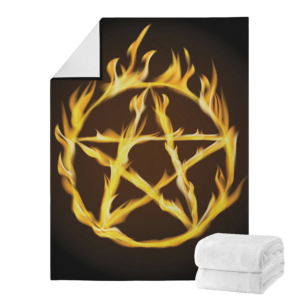 Flaming Pentagram Symbol Print Blanket