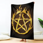 Flaming Pentagram Symbol Print Blanket