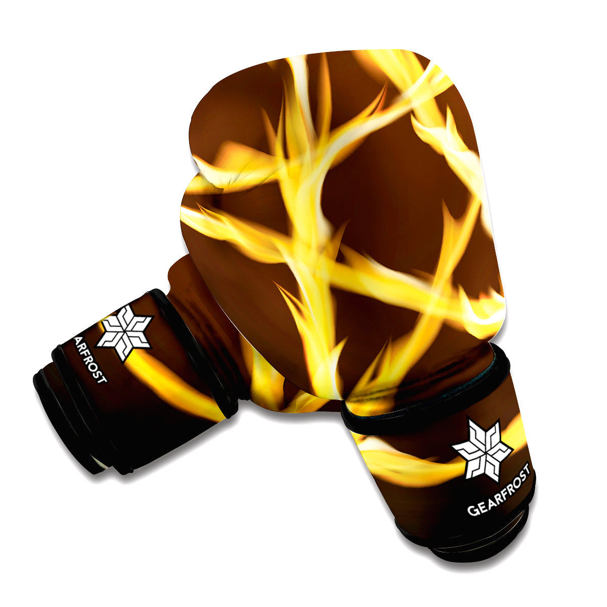 Flaming Pentagram Symbol Print Boxing Gloves