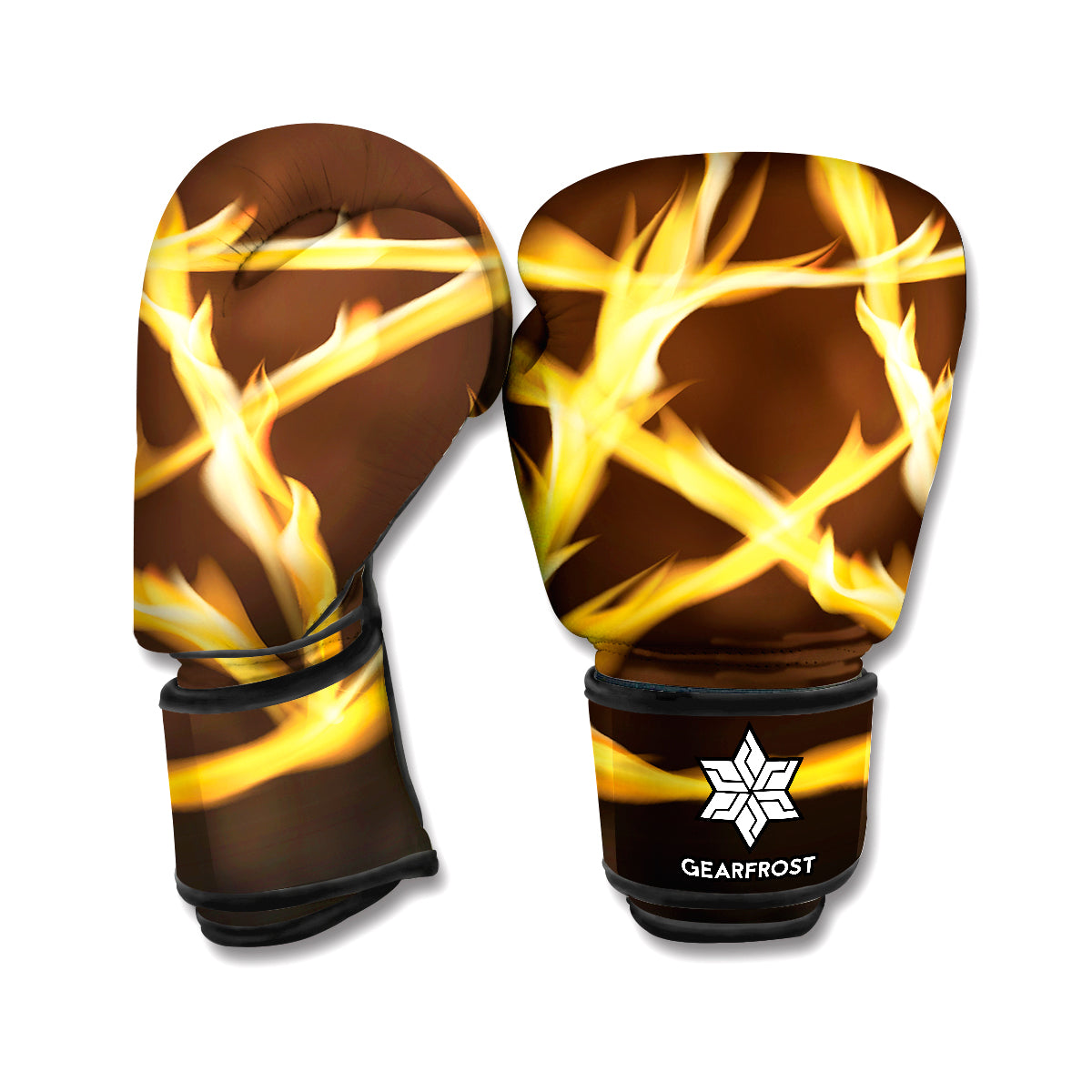 Flaming Pentagram Symbol Print Boxing Gloves