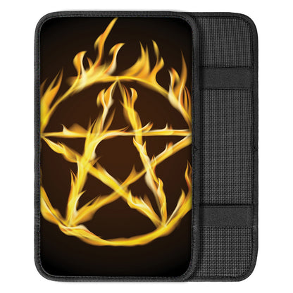Flaming Pentagram Symbol Print Car Center Console Cover