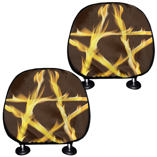 Flaming Pentagram Symbol Print Car Headrest Covers