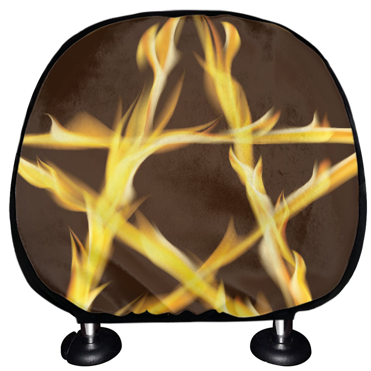 Flaming Pentagram Symbol Print Car Headrest Covers