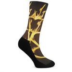 Flaming Pentagram Symbol Print Crew Socks