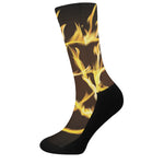 Flaming Pentagram Symbol Print Crew Socks