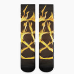 Flaming Pentagram Symbol Print Crew Socks