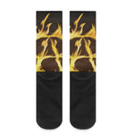 Flaming Pentagram Symbol Print Crew Socks
