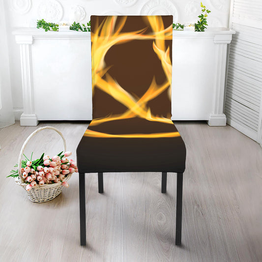 Flaming Pentagram Symbol Print Dining Chair Slipcover