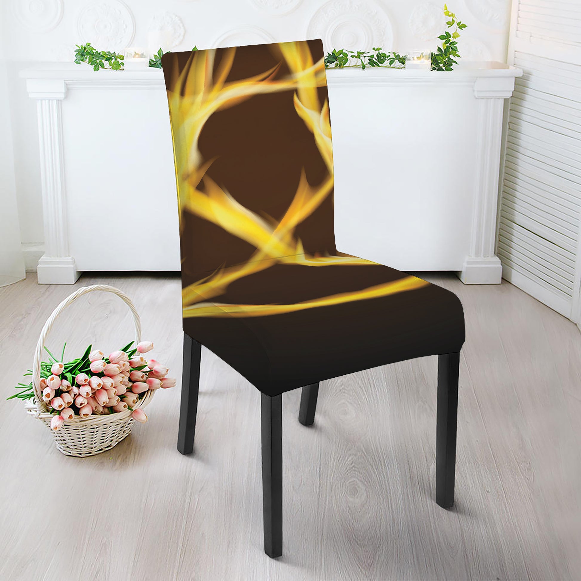 Flaming Pentagram Symbol Print Dining Chair Slipcover