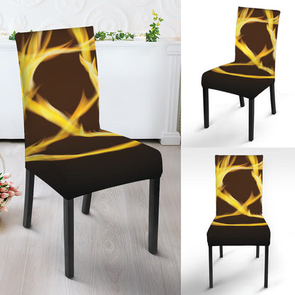 Flaming Pentagram Symbol Print Dining Chair Slipcover