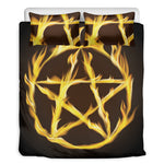 Flaming Pentagram Symbol Print Duvet Cover Bedding Set