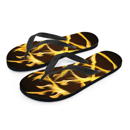 Flaming Pentagram Symbol Print Flip Flops