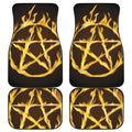 Flaming Pentagram Symbol Print Front and Back Car Floor Mats