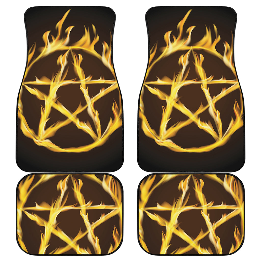 Flaming Pentagram Symbol Print Front and Back Car Floor Mats