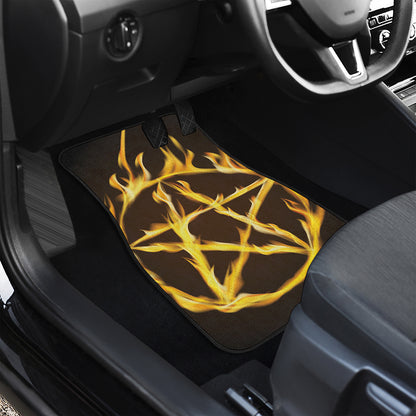 Flaming Pentagram Symbol Print Front Car Floor Mats