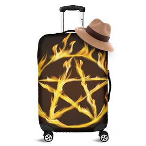 Flaming Pentagram Symbol Print Luggage Cover