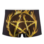 Flaming Pentagram Symbol Print Men's Boxer Briefs