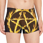 Flaming Pentagram Symbol Print Men's Boxer Briefs