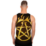 Flaming Pentagram Symbol Print Men's Tank Top