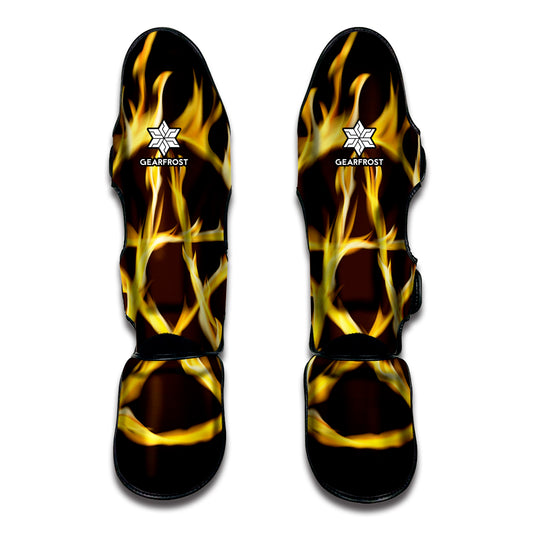 Flaming Pentagram Symbol Print Muay Thai Shin Guard