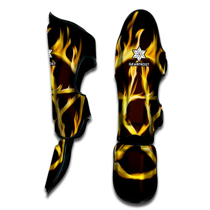 Flaming Pentagram Symbol Print Muay Thai Shin Guard