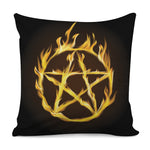 Flaming Pentagram Symbol Print Pillow Cover