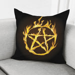 Flaming Pentagram Symbol Print Pillow Cover