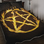 Flaming Pentagram Symbol Print Quilt Bed Set