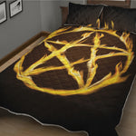 Flaming Pentagram Symbol Print Quilt Bed Set