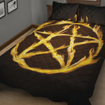 Flaming Pentagram Symbol Print Quilt Bed Set