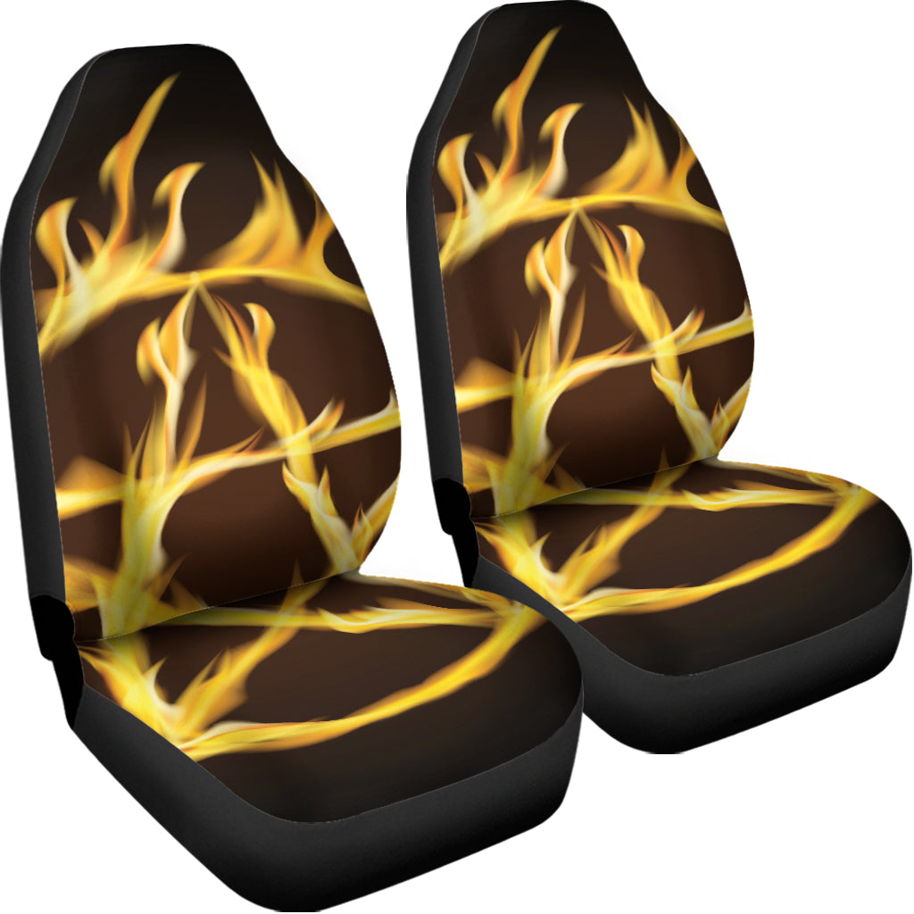 Flaming Pentagram Symbol Print Universal Fit Car Seat Covers