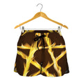 Flaming Pentagram Symbol Print Women's Shorts