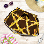 Flaming Pentagram Symbol Print Women's Shorts