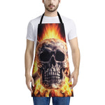 Flaming Skull And Cross Wrench Print Apron