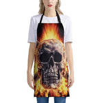 Flaming Skull And Cross Wrench Print Apron