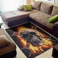Flaming Skull And Cross Wrench Print Floor Mat