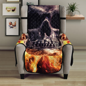 Flaming Skull And Cross Wrench Print Armchair Protector