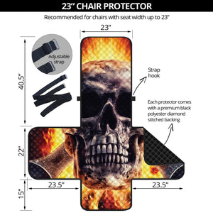 Flaming Skull And Cross Wrench Print Armchair Protector