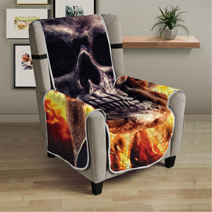 Flaming Skull And Cross Wrench Print Armchair Protector