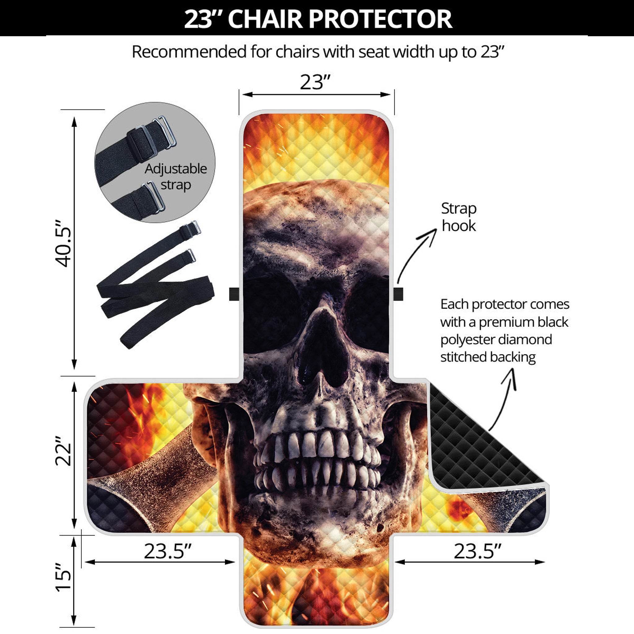 Flaming Skull And Cross Wrench Print Armchair Protector