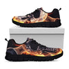 Flaming Skull And Cross Wrench Print Black Sneakers