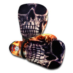 Flaming Skull And Cross Wrench Print Boxing Gloves