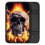 Flaming Skull And Cross Wrench Print Car Center Console Cover