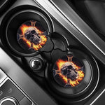 Flaming Skull And Cross Wrench Print Car Coasters