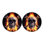 Flaming Skull And Cross Wrench Print Car Coasters