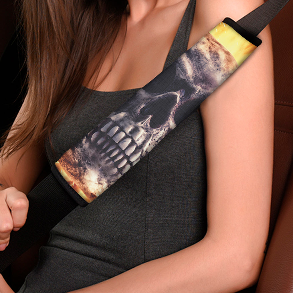 Flaming Skull And Cross Wrench Print Car Seat Belt Covers